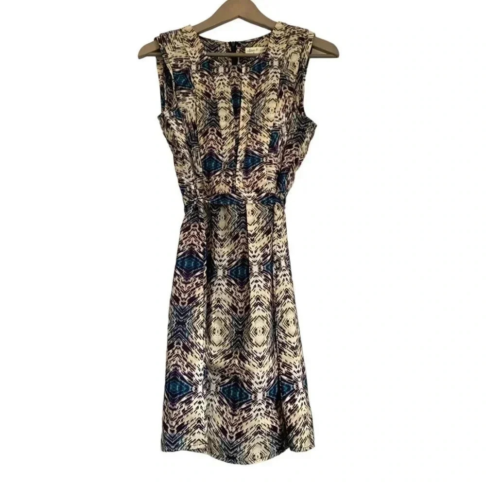 Olive & Oak fit & flare midi dress, light, soft satin feel